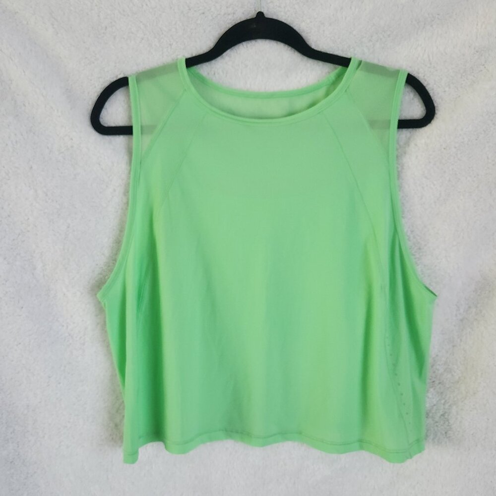 LULULEMON Sculpt Cropped Tank Top - Size 16 - Neon Green
